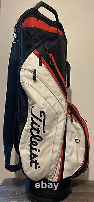 Titleist Golf 14 Way Lightweight Red Black White Cart Golf Bag with Rain cover