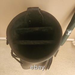 Titleist Golf Cart Bag 3 Way 2 Pocket Leather Grain Black White Vintage