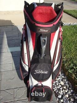 Titleist Lightweight 14 Way Nylon Cart Golf Bag 10 Pocket & Cover Red White Blk