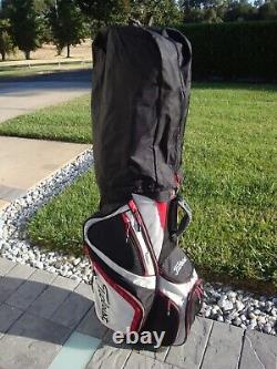 Titleist Lightweight 14 Way Nylon Cart Golf Bag 10 Pocket & Cover Red White Blk