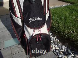 Titleist Lightweight 14 Way Nylon Cart Golf Bag 10 Pocket & Cover Red White Blk