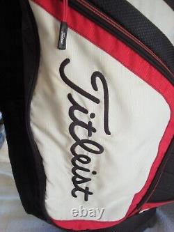 Titleist Lightweight 14 Way Nylon Cart Golf Bag 10 Pocket & Cover Red White Blk