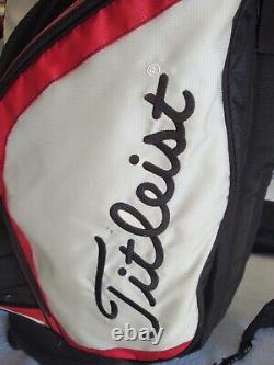 Titleist Lightweight 14 Way Nylon Cart Golf Bag 10 Pocket & Cover Red White Blk