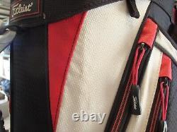 Titleist Lightweight 14 Way Nylon Cart Golf Bag 10 Pocket & Cover Red White Blk