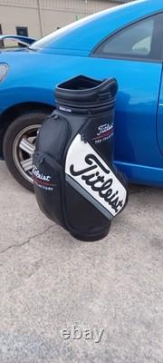 Titleist Midsize Black White Staff Cart Golf Bag with Rain Hood 9.5