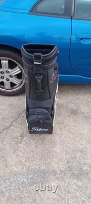 Titleist Midsize Black White Staff Cart Golf Bag with Rain Hood 9.5
