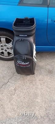 Titleist Midsize Black White Staff Cart Golf Bag with Rain Hood 9.5