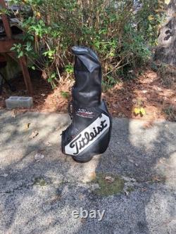 Titleist Midsize Black White Staff Cart Golf Bag with Rain Hood 9.5
