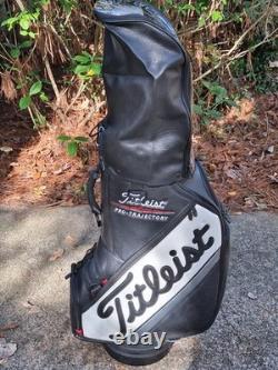 Titleist Midsize Black White Staff Cart Golf Bag with Rain Hood 9.5