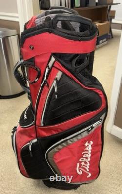 Titleist Red/Black Golf Cart Bag with 14-Way Club Divider & Several Pockets