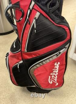 Titleist Red/Black Golf Cart Bag with 14-Way Club Divider & Several Pockets