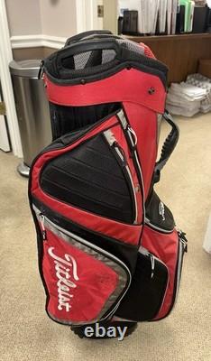 Titleist Red/Black Golf Cart Bag with 14-Way Club Divider & Several Pockets