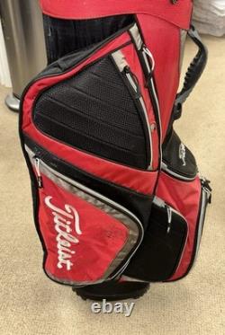 Titleist Red/Black Golf Cart Bag with 14-Way Club Divider & Several Pockets