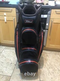 Titleist StaDry Waterproof 14-Way Golf Cart Bag, Black / Red, decent condition