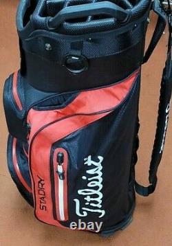 Titleist Stadry 14 Way Cart Bag-EX Used Condition-Blk/Red-7 Pockets withRain Hood