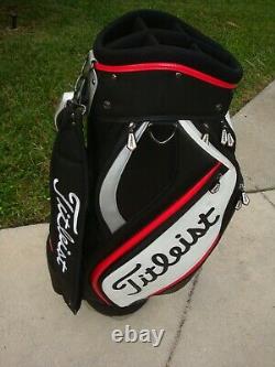 Titleist Staff Cart Golf 6-Way Bag Red/Black/White with Rain Hood BEAUTY