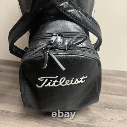 Titleist Tour Leather Staff Bag Black/White Single Strap 6-Way Divider Cart Bag