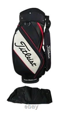 Titleist Tour Staff Bag 6 Way 7 Pockets Golf Cart Black White Faux Leather Titleist Tour Staff Bag 6 Way 7 Pockets Golf Cart Black White Faux Leather