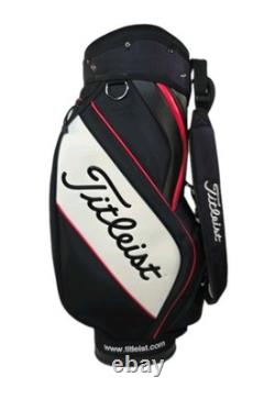 Titleist Tour Staff Bag 6 Way 7 Pockets Golf Cart Black White Faux Leather