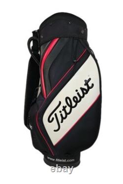 Titleist Tour Staff Bag 6 Way 7 Pockets Golf Cart Black White Faux Leather