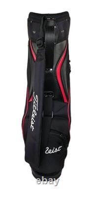 Titleist Tour Staff Bag 6 Way 7 Pockets Golf Cart Black White Faux Leather