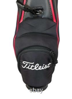 Titleist Tour Staff Bag 6 Way 7 Pockets Golf Cart Black White Faux Leather