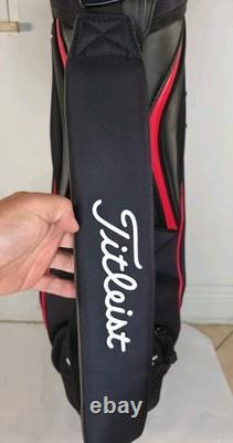 Titleist Tour Staff Bag 6 Way 7 Pockets Golf Cart Black White Faux Leather
