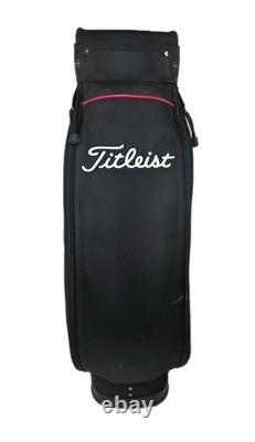 Titleist Tour Staff Bag 6 Way 7 Pockets Golf Cart Black White Faux Leather