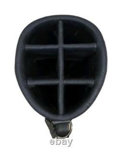 Titleist Tour Staff Bag 6 Way 7 Pockets Golf Cart Black White Faux Leather