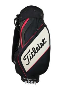 Titleist Tour Staff Bag 6 Way 7 Pockets Golf Cart Black White Faux Leather