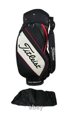 Titleist Tour Staff Bag 6 Way 7 Pockets Golf Cart Black White Faux Leather