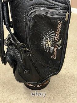 Tommy Bahama Black Leather Golf Cart Bag with Rain Cover & 6-Way Club Divider