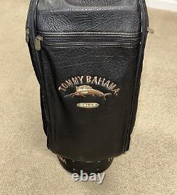 Tommy Bahama Black Leather Golf Cart Bag with Rain Cover & 6-Way Club Divider