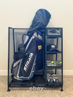 Two Golf Cart/Carry Bag Gear Organizer Accessories Garage Basement Storage Rack