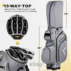 UNIHIMAL Golf Cart Bag 15 Way Organizer Divider Top with Handles Rain Cover Gray