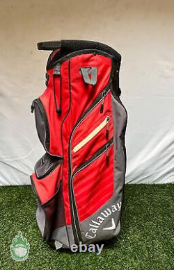 Used Callaway CHEV ORG 14 Way Golf Cart Carry Bag Red/Grey Embroidered Cascata