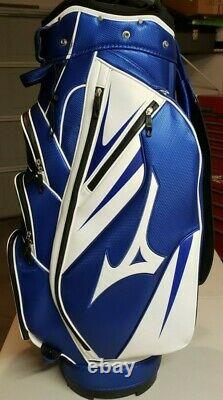 Used Mizuno Blue White Golf Cart Tour Bag Hood 14 Way Top