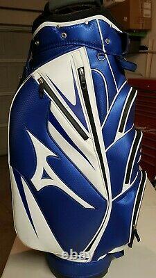 Used Mizuno Blue White Golf Cart Tour Bag Hood 14 Way Top