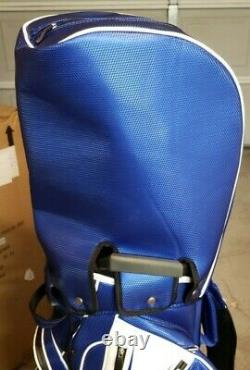 Used Mizuno Blue White Golf Cart Tour Bag Hood 14 Way Top