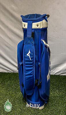 Used Mizuno Cart Bag 14-Way Golf Stand Bag Blue/White with Rainhood