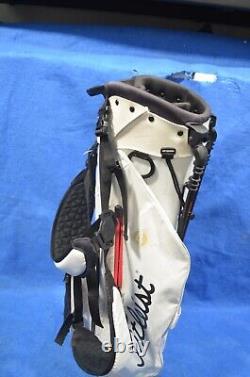 Used Titleist Golf Cart/Carry Stand Bag 4-Way Divided White Dual Straps