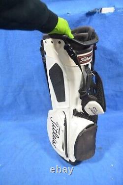 Used Titleist Golf Cart/Carry Stand Bag 4-Way Divided White Dual Straps