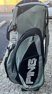 VERY NICE Ping Pioneer LC golf club cart bag 14+ black/gray + Rain Top cover