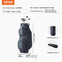 VEVOR 36 Golf Cart Bag 14 Way Organizer Divider Top Multiple Pockets Army Green