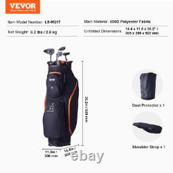 VEVOR 36 Golf Cart Bag with 14 Way Organizer Divider Top 13 Pockets Black