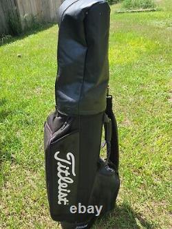 VTG Titleist Staff Cart Golf Bag Black & White Faux Leather 6 Slot with Headcover
