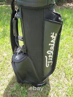 VTG Titleist Staff Cart Golf Bag Black & White Faux Leather 6 Slot with Headcover