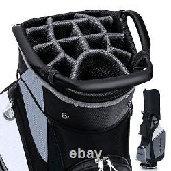 Valuable Golf Cart Stand Bag with14-Way Dividers & 7 Waterproof Pockets Rain Hood