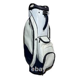 Vessel Golf Cart Bag White & Blue Leather 14 Divider Multi Pocket