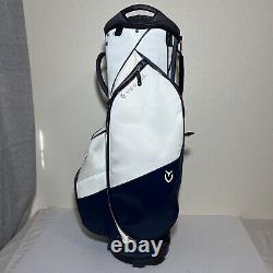 Vessel Golf Cart Bag White & Blue Leather 14 Divider Multi Pocket